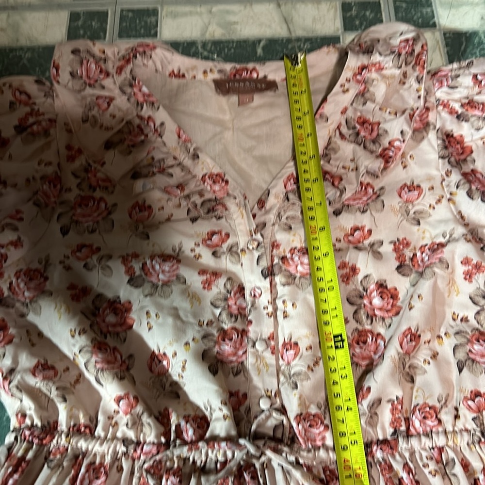 Jessakae Collection Midi Blush Ruffle Flower Vintage Drawstring Waist Dress - Picture 15 of 16